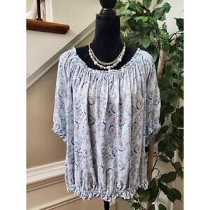 Cato Women Gray 100% Rayon Round Neck Half Sleeve Casual Top Blouse Size 22/24W